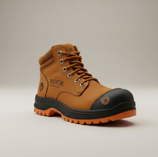 Bota Industrial Rock Hander De Piel Avellana Con Casco Acero 1013