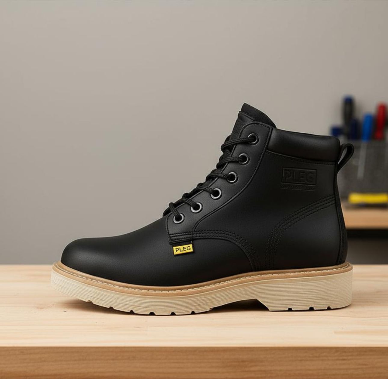 Bota Industrial Pleg Working Piel Negro 1012