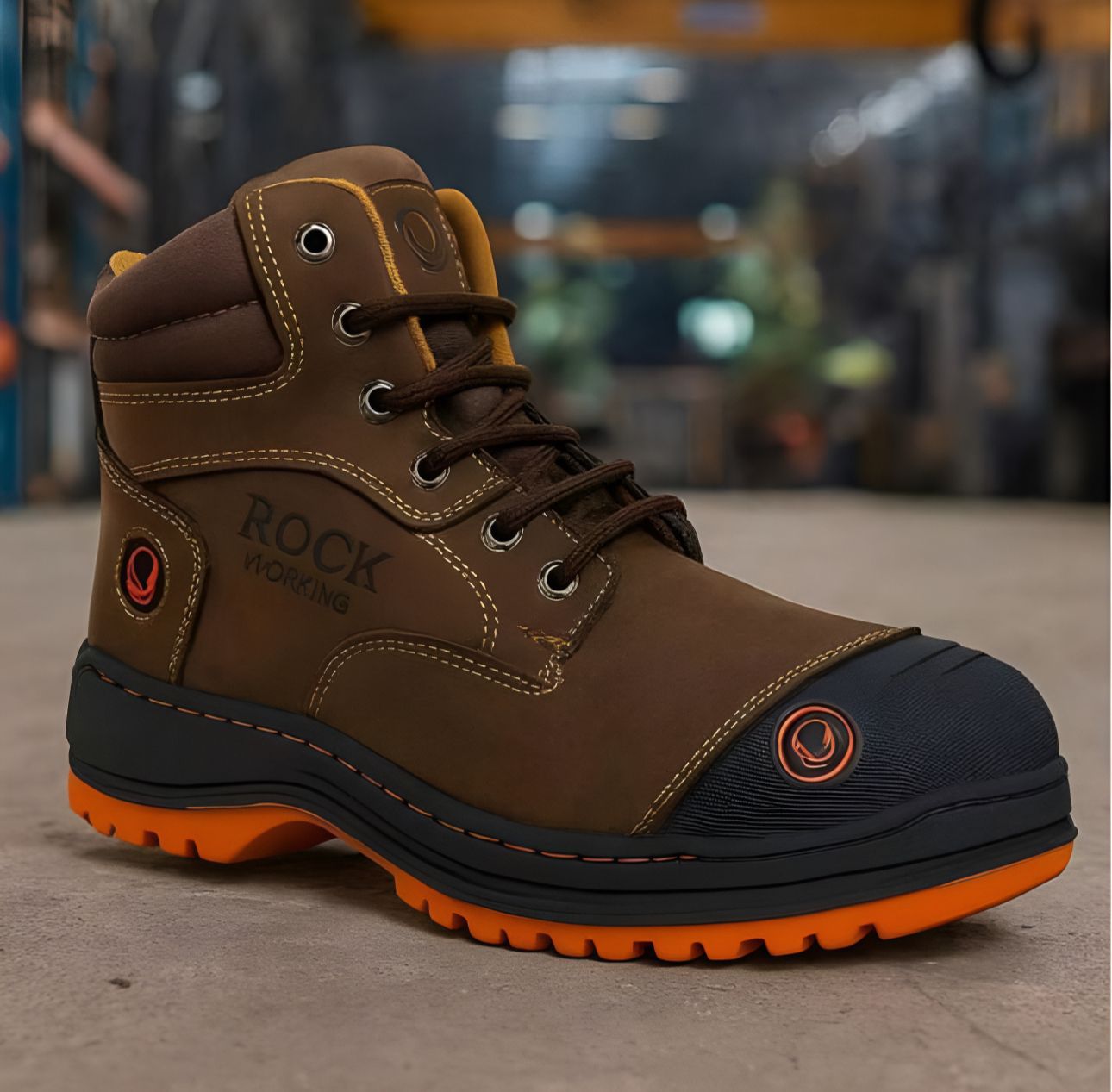 Bota Industrial Rock Hander De Piel Cafe Oscuro Con Casco Acero 1013
