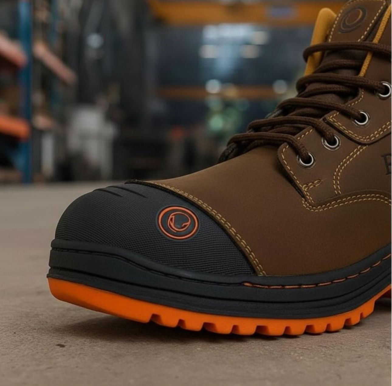 Bota Industrial Rock Hander De Piel Cafe Oscuro Con Casco Acero 1013
