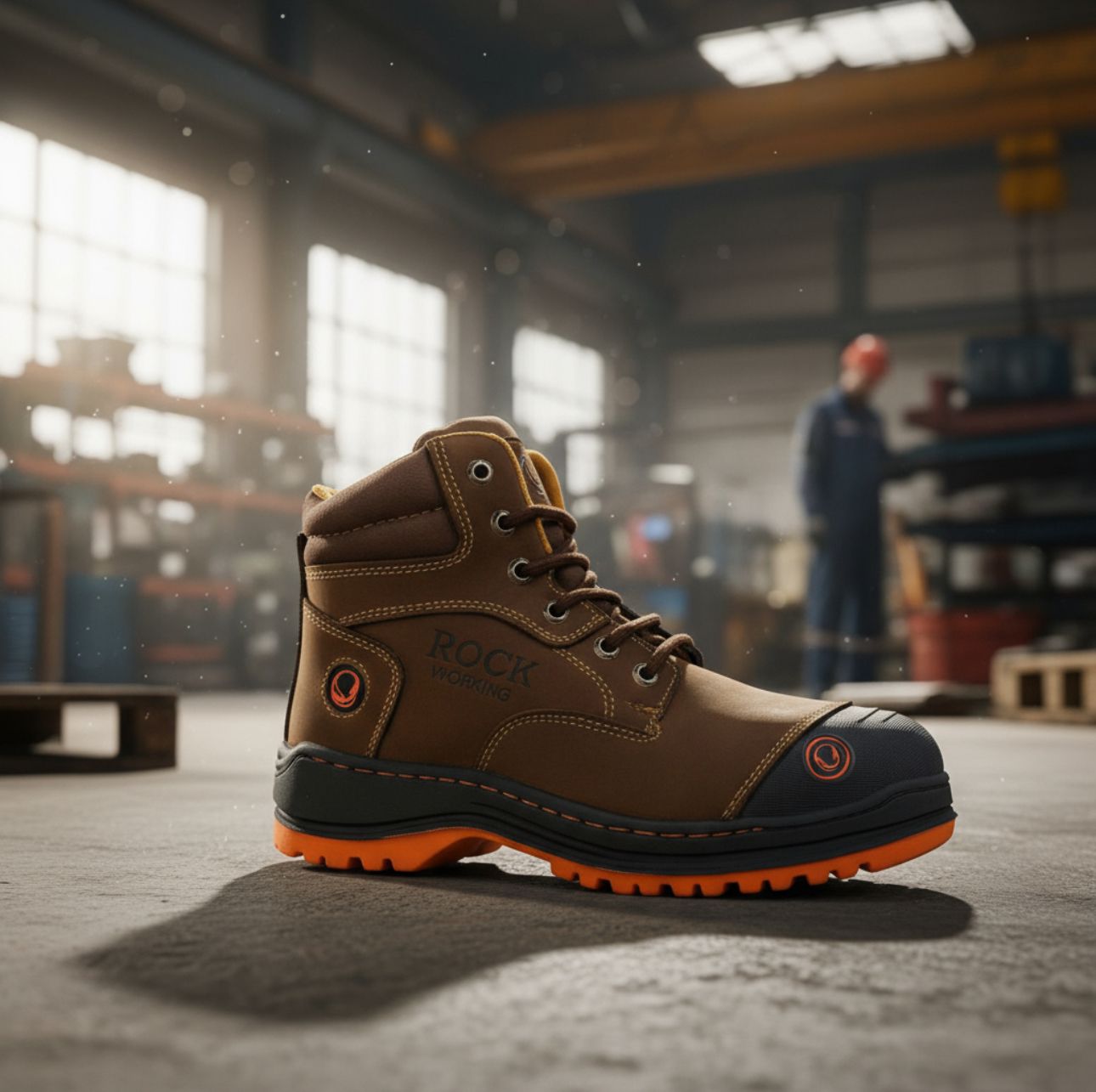 Bota Industrial Rock Hander De Piel Cafe Oscuro Con Casco Acero 1013