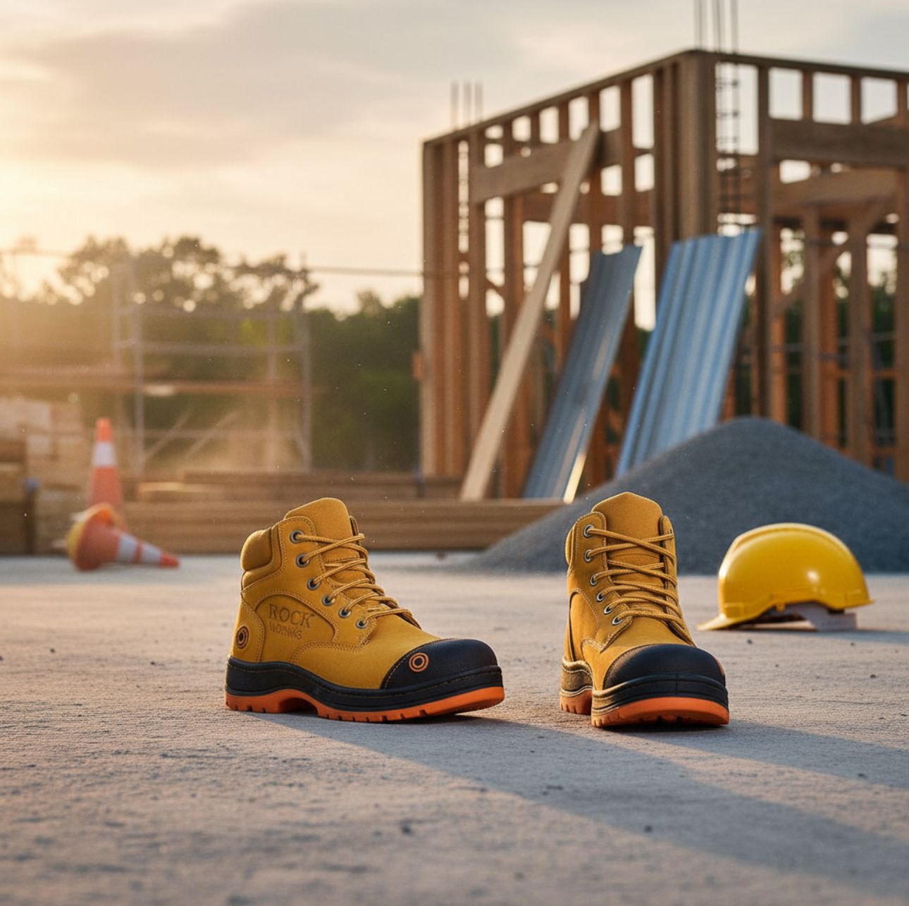 Bota Industrial Rock Hander De Piel Miel Casco Acero 1013