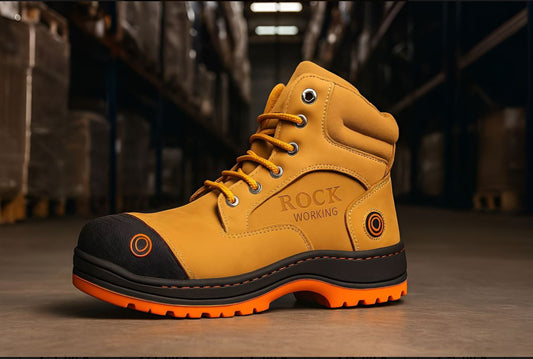 Bota Industrial Rock Hander De Piel Miel Casco Acero 1013