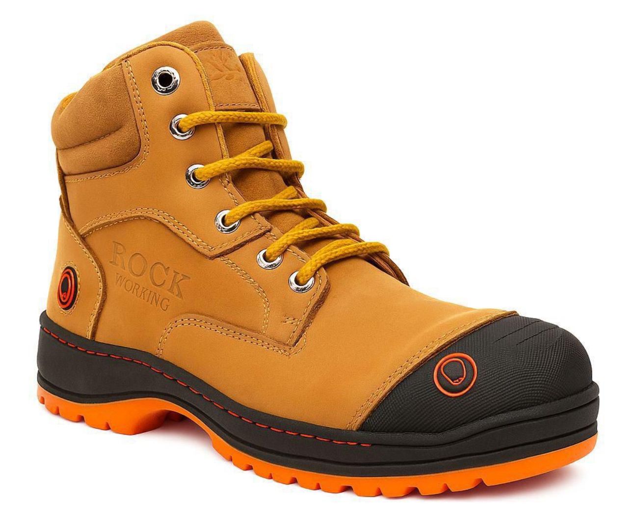 Bota Industrial Rock Hander De Piel Miel Casco Acero 1013
