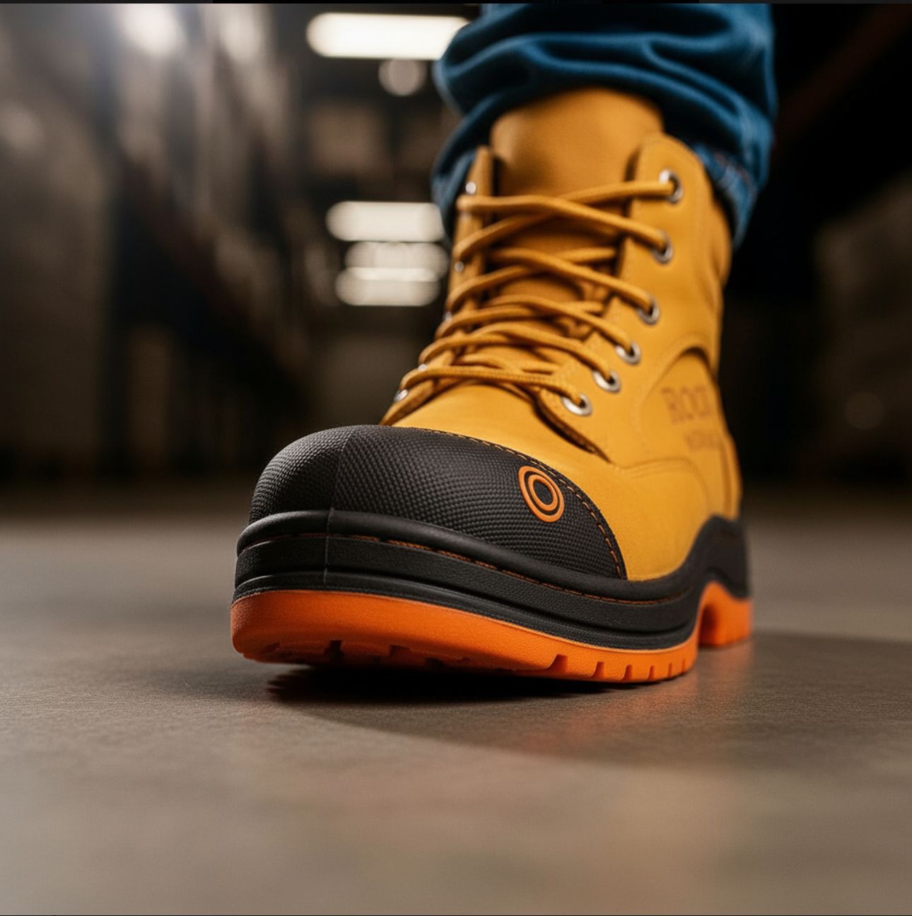Bota Industrial Rock Hander De Piel Miel Casco Acero 1013