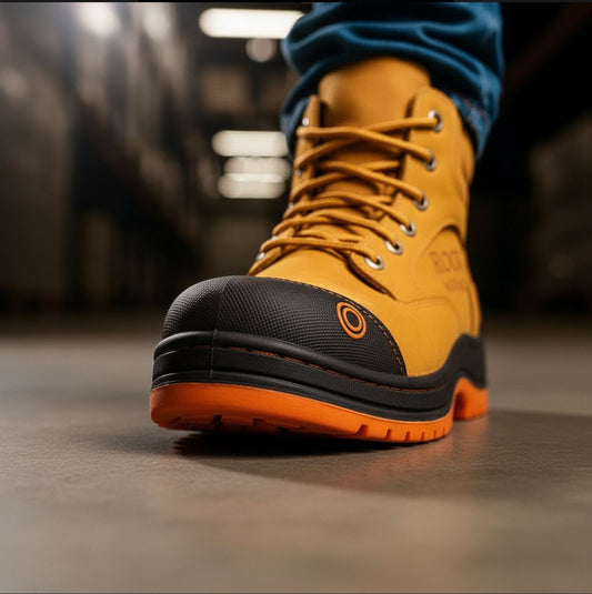 Bota Industrial Rock Hander De Piel Miel Casco Acero 1013