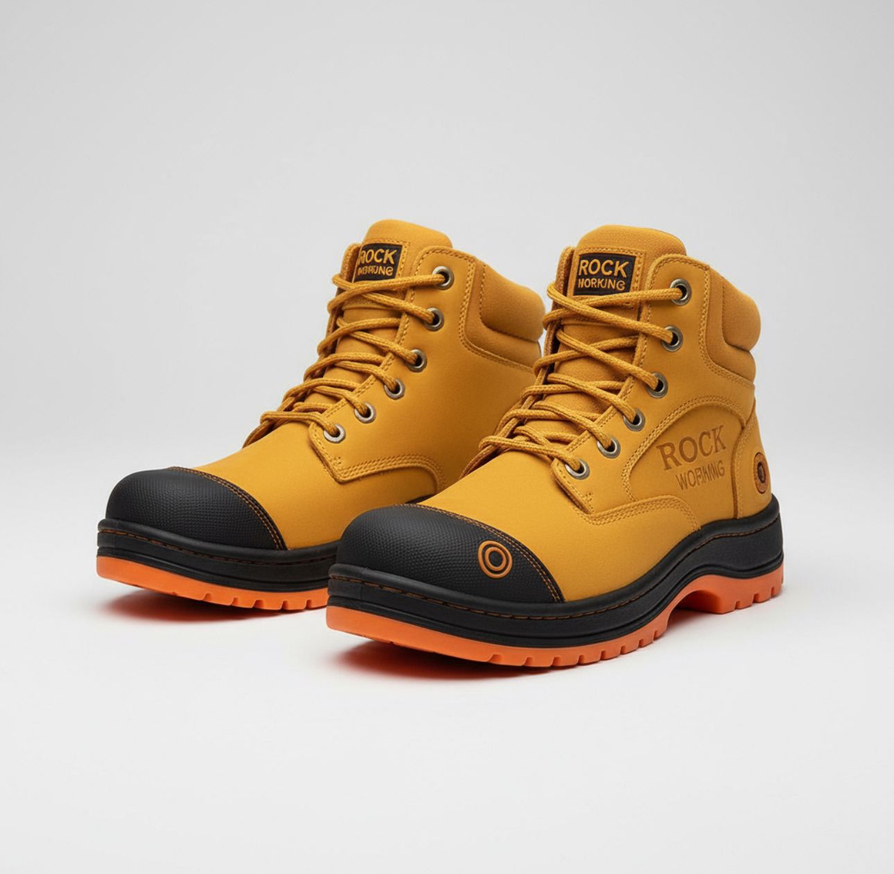 Bota Industrial Rock Hander De Piel Miel Casco Acero 1013