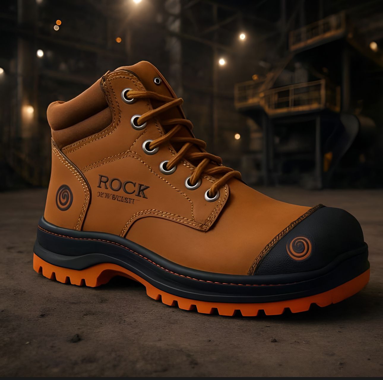 Bota Industrial Rock Hander De Piel Avellana Con Casco Acero 1013