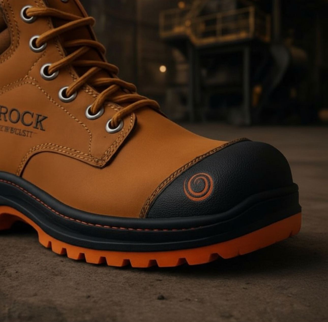 Bota Industrial Rock Hander De Piel Avellana Con Casco Acero 1013
