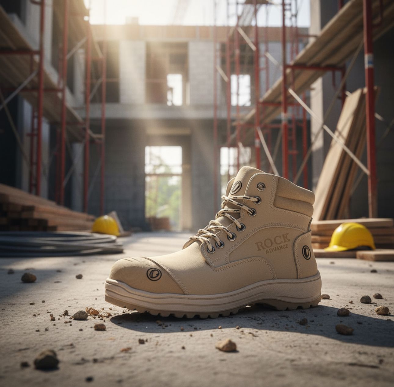 Bota Industrial Rock Hander De Piel Gris Con Casco Acero 1013