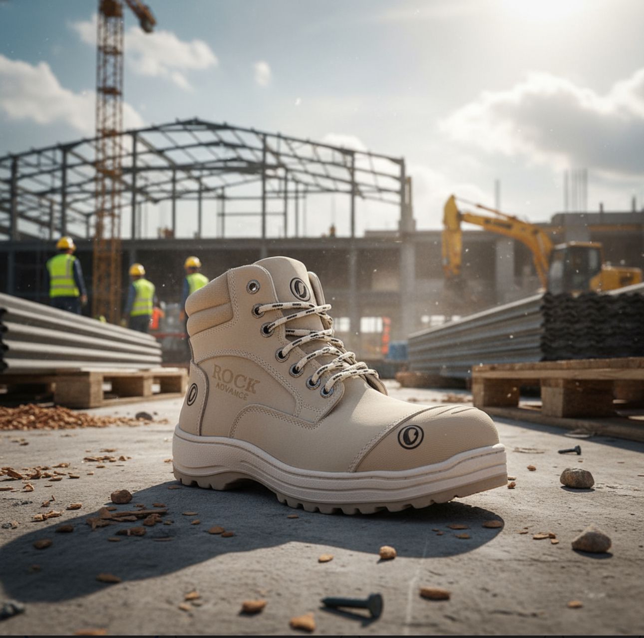 Bota Industrial Rock Hander De Piel Gris Con Casco Acero 1013