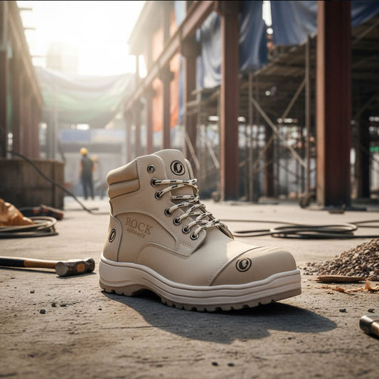Bota Industrial Rock Hander De Piel Gris Con Casco Acero 1013