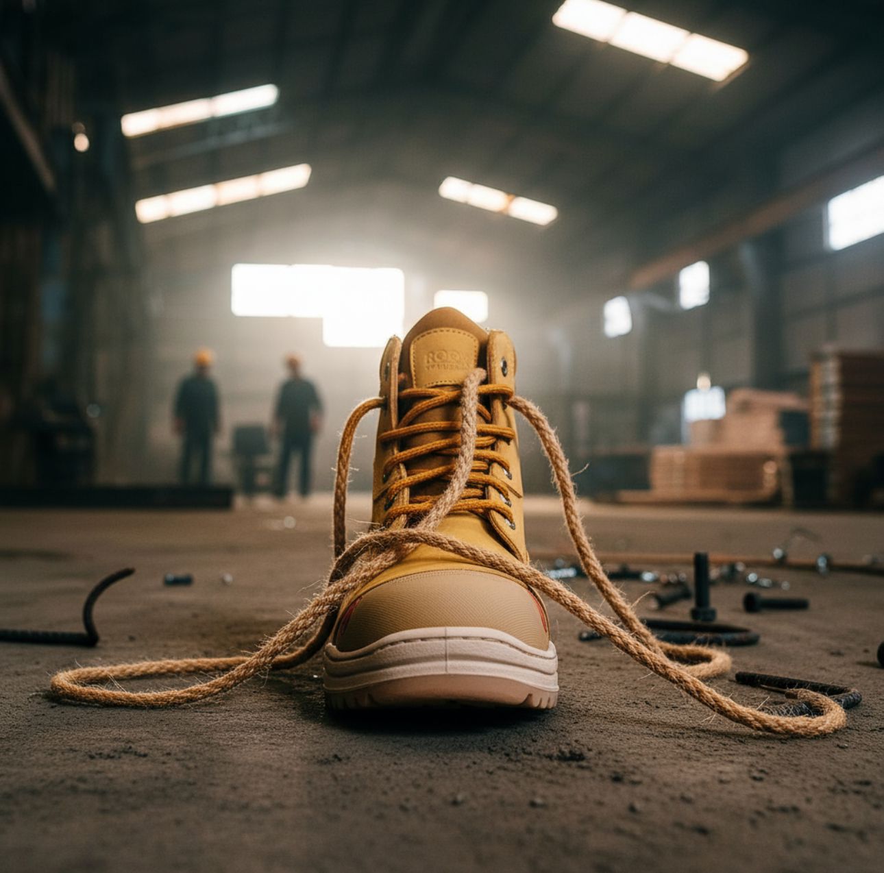 Bota Industrial Rock Hander De Piel Amarillo Con Gris Casco Acero 1013