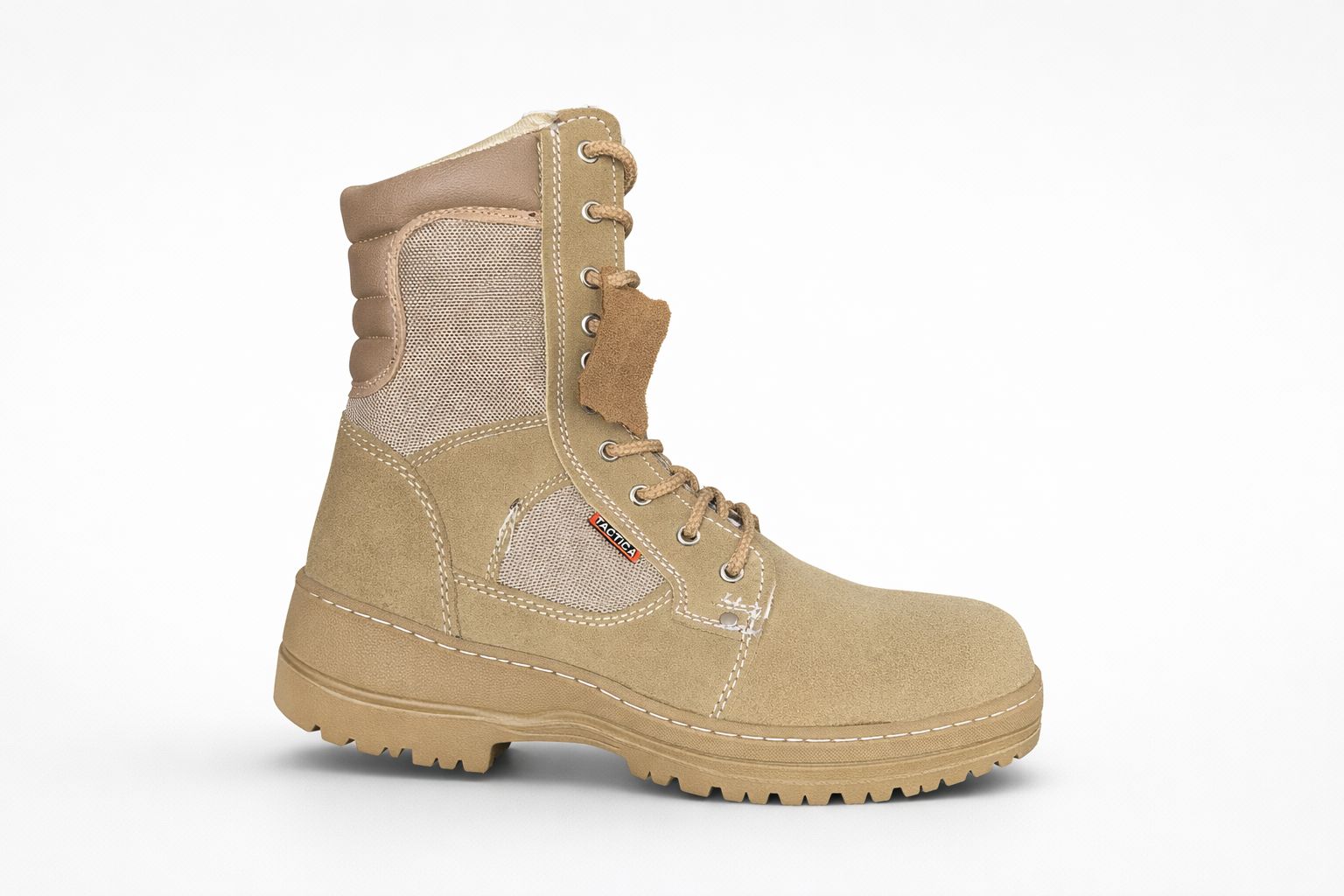 Bota táctica de piel Trébol Con Punta De Acero Negra y Arena
