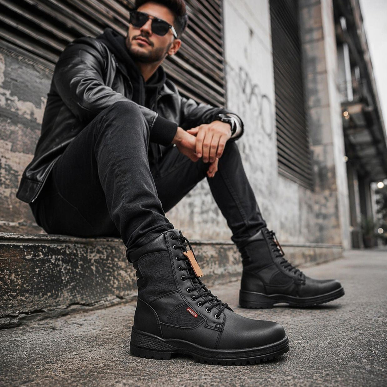 Botas Tácticas Trébol de Piel con Punta de Acero