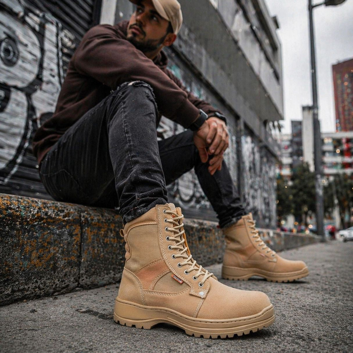 Botas Tácticas Trébol de Piel con Punta de Acero