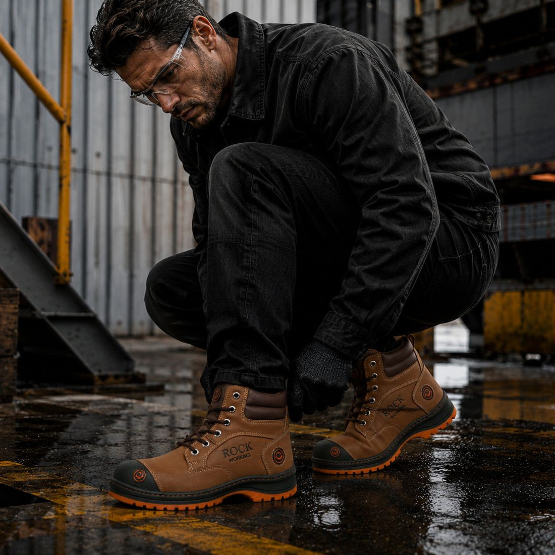 Botas Rock Working con Casquillo de Acero para Hombre