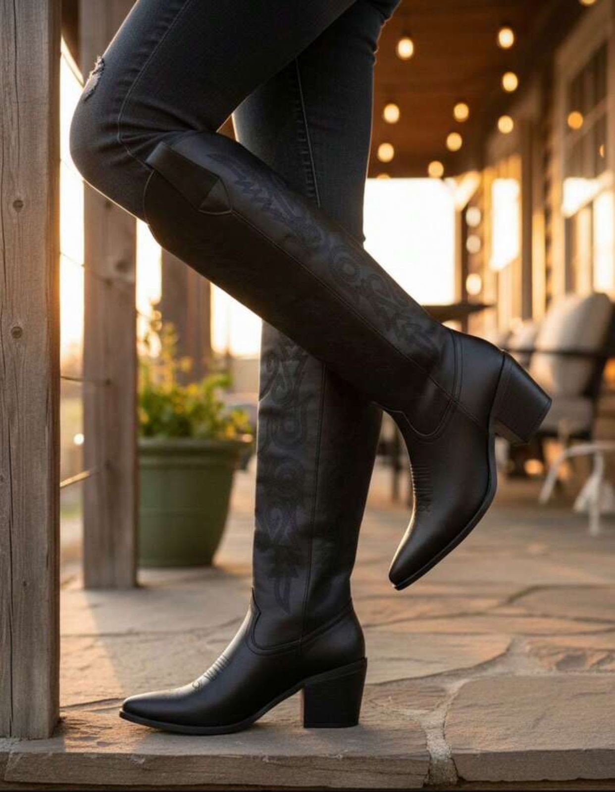 Bota Alta Georgia Negro 1002