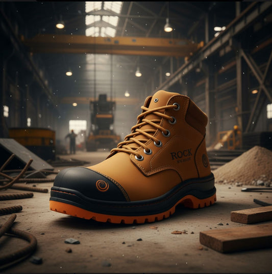 Bota Industrial Rock Hander De Piel Avellana Con Casco Acero 1013