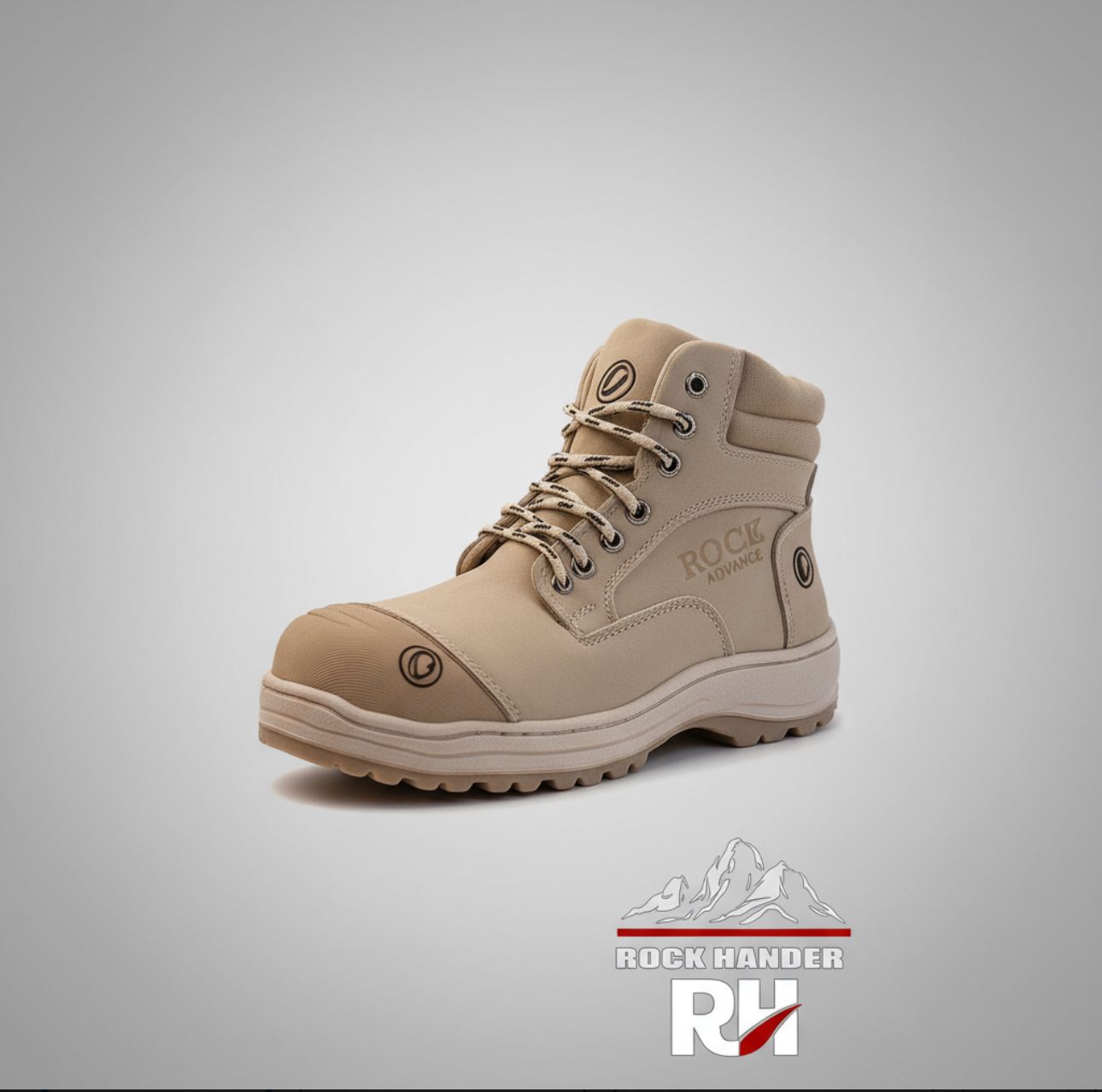 Bota Industrial Rock Hander De Piel Gris Con Casco Acero 1013