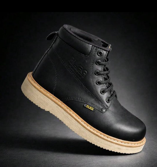 Bota De Trabajo Pleg Working Liso Con Suela Hule Cocida Mil Rayas