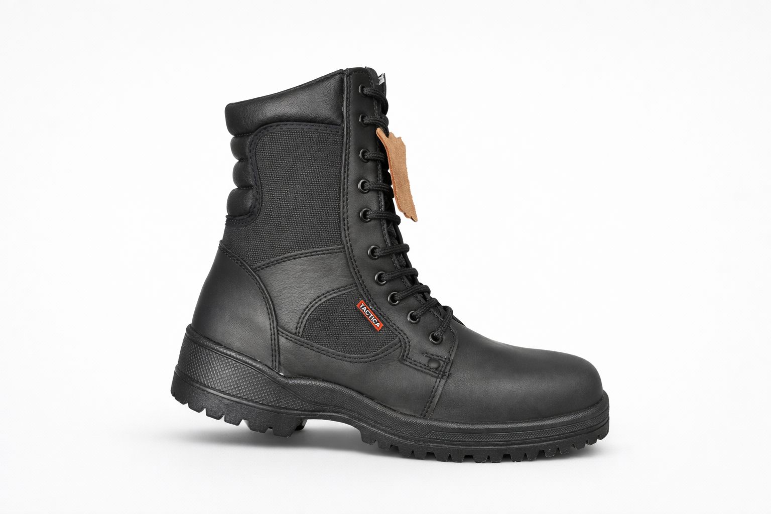 Bota táctica de piel Trébol Con Punta De Acero Negra y Arena