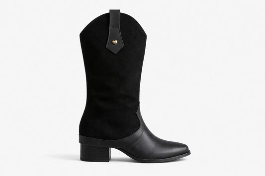 Botin Tacon Bajo De Gamuza Con Capa Alexia