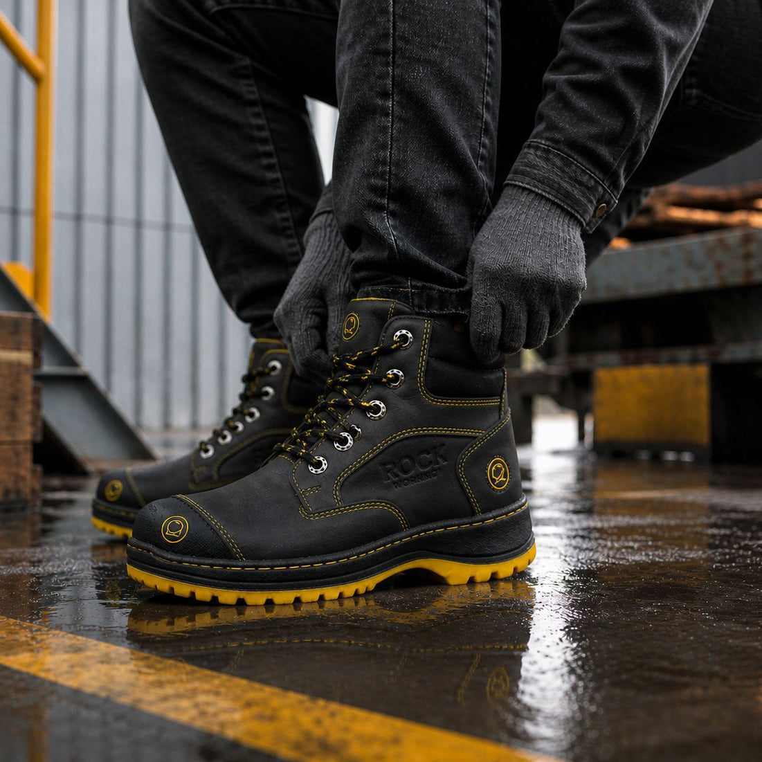 Botas Rock Working con Casquillo de Acero para Hombre