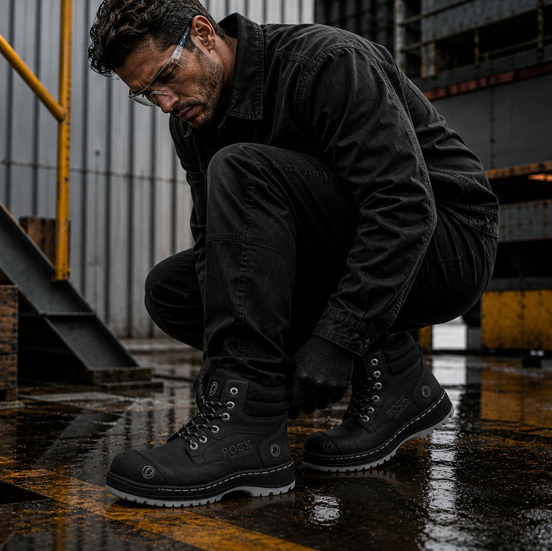 Botas Rock Working con Casquillo de Acero para Hombre